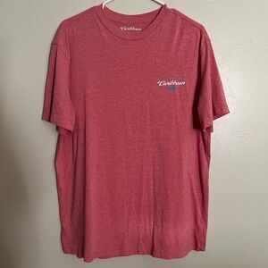 Caribbean, Heathered Red Pink tee, Pickleball design, Large